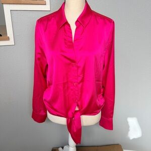 Sanctuary Hot Pink Satin Shirt